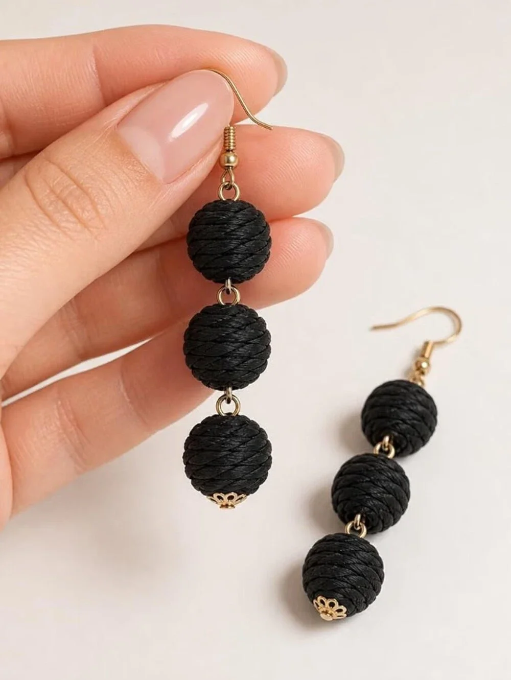 Raffia Earrings Boho Woven Ball Dangle Lightweight